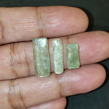 Natural Green Kyanite Crystals LOT. Size range 12x6mm to 20x8mm